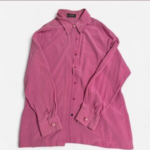 Versace Pink Silk Button-Front Blouse